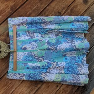Sigrid Olsen lined cotton batik skirt green blue aqua 8